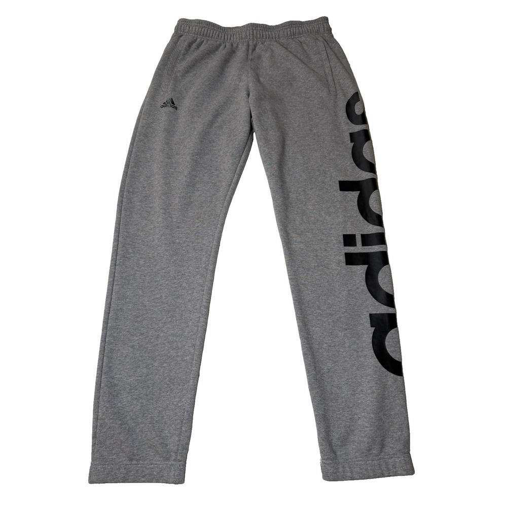Adidas Men's Gray Essentials Tapered Sweatpants Large Leg Spellout Logo